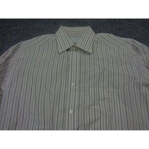 Ermenegildo Zegna Shirt Mens XL Striped Su Misura Button Down Linen Blend